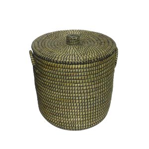 AFRICA ΚΑΛΑΘΙ ΜΕ ΚΑΠΑΚΙ 45x45x50cm KANSGRASS ΦΥΣΙΚΟ ΜΑΥΡΟ PVC