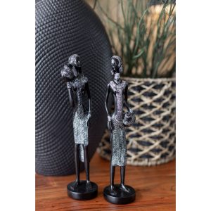 IRAMBA 2 ΔΙΑΚΟΣΜΗΤΙΚΗ ΦΙΓΟΥΡΑ 9x9x35cm POLYRESIN ΜΑΥΡΟ ΛΕΥΚΟ