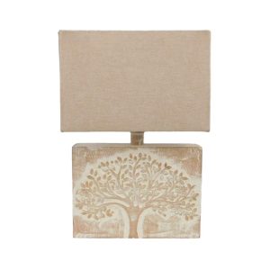 OLIVA WHITE/DIANA ΦΩΤΙΣΤΙΚΟ ΕΠΙΤΡΑΠΕΖΙΟ 28x10x42cm ΞΥΛΟ ΛΕΥΚΟ ΥΦΑΣΜΑ ΜΠΕΖ