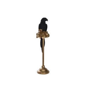PERROQUET 1 ΔΙΑΚΟΣΜΗΤΙΚΟ ΠΑΠΑΓΑΛΟΣ 15x18x64cm POLYRESIN ΜΑΥΡΟ ΧΡΥΣΟ