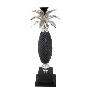 ANANAS ΚΗΡΟΠΗΓΙΟ 13x13x44cm ΜΕΤΑΛΛΟ ΑΣΗΜΙ ΜΑΥΡΟ