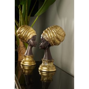 AFRICAN QUEEN ΔΙΑΚΟΣΜΗΤΙΚΗ ΦΙΓΟΥΡΑ 10x15x26cm POLYRESIN ΧΡΥΣΟ ΜΑΥΡΟ