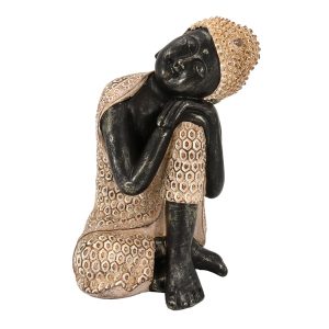 RESTING BUDDHA ΔΙΑΚΟΣΜΗΤΙΚΟ ΒΟΥΔΑΣ 15x15x24cm POLYRESIN ΦΥΣΙΚΟ ΜΑΥΡΟ