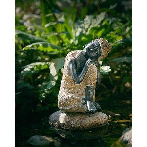 RESTING BUDDHA ΔΙΑΚΟΣΜΗΤΙΚΟ ΒΟΥΔΑΣ 15x15x24cm POLYRESIN ΦΥΣΙΚΟ ΜΑΥΡΟ