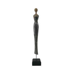 ACCUEIL ΔΙΑΚΟΣΜΗΤΙΚΗ ΦΙΓΟΥΡΑ 7x7x46cm POLYRESIN ΜΠΕΖ ΑΣΗΜΙ ΜΑΥΡΟ