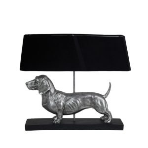 HUNDUR ΦΩΤΙΣΤΙΚΟ ΕΠΙΤΡΑΠΕΖΙΟ 60x14.5x51cm POLYRESIN ΑΣΗΜΙ ΜΑΥΡΟ ΥΦΑΣΜΑ