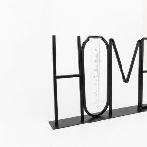 HOME ΔΙΑΚΟΣΜΗΤΙΚΗ ΕΠΙΓΡΑΦΗ 38x5x22cm ΜΕΤΑΛΛΟ ΜΑΥΡΟ ΓΥΑΛΙ