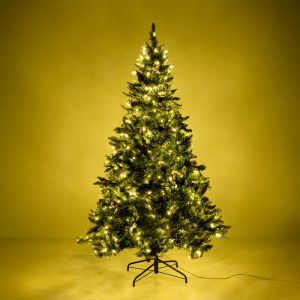 PINE ΧΡΙΣΤΟΥΓΕΝΝΙΑΤΙΚΟ ΔΕΝΤΡΟ ΧΙΟΝΙΣΜΕΝΟ ΜΕ LED 117x117x180cm PVC ΠΡΑΣΙΝΟ ΛΕΥΚΟ