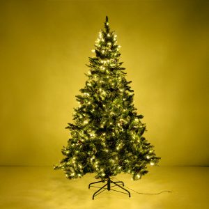 PINE ΧΡΙΣΤΟΥΓΕΝΝΙΑΤΙΚΟ ΔΕΝΤΡΟ ΧΙΟΝΙΣΜΕΝΟ ΜΕ LED 150x150x210cm PVC ΠΡΑΣΙΝΟ ΛΕΥΚΟ