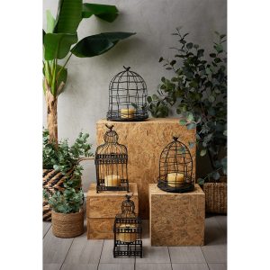 DAISY ΔΙΑΚΟΣΜΗΤΙΚΟ ΚΛΟΥΒΙ SET 2ΤΜΧ 20x20x46cm ΜΕΤΑΛΛΟ ΜΑΥΡΟ ΓΥΑΛΙ