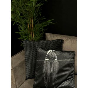 ALI ΔΙΑΚΟΣΜΗΤΙΚΟ ΜΑΞΙΛΑΡΙ 45x45cm ΒΕΛΟΥΔΟ ΜΑΥΡΟ ΛΕΥΚΟ