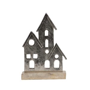 ALDEA ΔΙΑΚΟΣΜΗΤΙΚΟ ΣΠΙΤΙ 18x6x28cm ΑΛΟΥΜΙΝΙΟ ΑΣΗΜΙ ΦΥΣΙΚΟ ΞΥΛΟ