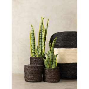 DEL MAR ΚΑΣΠΩ SET 3ΤΜΧ 20x20x18cm SEAGRASS ΜΑΥΡΟ