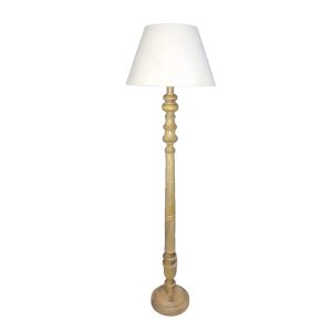 VICTORIEN ΦΩΤΙΣΤΙΚΟ ΕΠΙΔΑΠΕΔΙΟ 25x25x163cm ΞΥΛΟ ΦΥΣΙΚΟ ΥΦΑΣΜΑ ΜΠΕΖ
