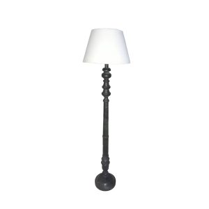 VICTORIEN ΦΩΤΙΣΤΙΚΟ ΕΠΙΔΑΠΕΔΙΟ 25x25x163cm ΞΥΛΟ ΜΑΥΡΟ ΥΦΑΣΜΑ ΛΕΥΚΟ