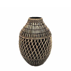 JABBAR ΒΑΖΟ 26x26x38cm BAMBOO ΜΑΥΡΟ ΦΥΣΙΚΟ