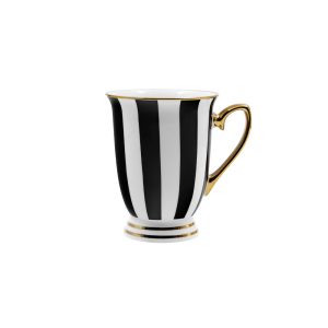 BRITISH ΚΟΥΠΑ 9x9x11cm NEW BONE CHINA ΛΕΥΚΟ ΜΑΥΡΟ ΧΡΥΣΟ