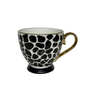 SAFARI ΚΟΥΠΑ 11x11x9cm NEW BONE CHINA ΛΕΥΚΟ ΜΑΥΡΟ ΧΡΥΣΟ