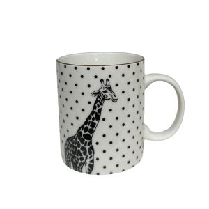 AFRICA ΚΟΥΠΑ ΚΑΜΗΛΟΠΑΡΔΑΛΗ 8x8x10cm NEW BONE CHINA ΛΕΥΚΟ ΜΑΥΡΟ ΧΡΥΣΟ