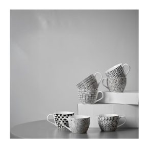 SERAX ΚΟΥΠΑ 11x11x8cm NEW BONE CHINA ΛΕΥΚΟ ΜΑΥΡΟ