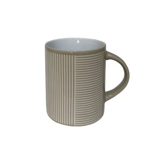 LINES ΚΟΥΠΑ 8x8x10cm STONEWARE ΜΠΕΖ ΛΕΥΚΟ