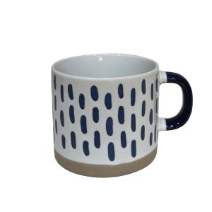 COZY ΚΟΥΠΑ 9x9x8cm STONEWARE ΛΕΥΚΟ MIDNIGHT BLUE ΜΠΕΖ