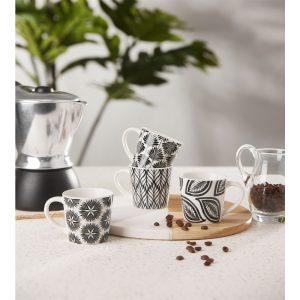 FLORIS ΚΟΥΠΑ ESPRESSO SET 4ΤΜΧ NEW BONE CHINA ΛΕΥΚΟ ΜΑΥΡΟ