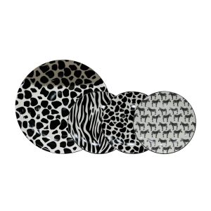 SAFARI ΠΙΑΤΟ ΓΛΥΚΟΥ SET 7ΤΜΧ 30x30x3cm NEW BONE CHINA ΛΕΥΚΟ ΜΑΥΡΟ