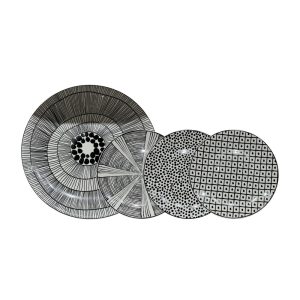 SERAX ΠΙΑΤΟ ΓΛΥΚΟΥ SET 7ΤΜΧ 30x30x3cm NEW BONE CHINA ΛΕΥΚΟ ΜΑΥΡΟ
