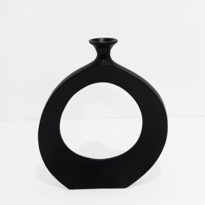 ABSTRACT CIRCLE ΒΑΖΟ 37x5x45cm ΑΛΟΥΜΙΝΙΟ ΜΑΥΡΟ
