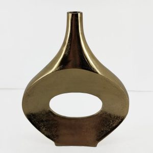 ADEL OVAL ΒΑΖΟ 28x7x35cm ΑΛΟΥΜΙΝΙΟ ΧΡΥΣΟ
