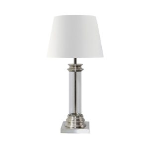 SKYLER ΦΩΤΙΣΤΙΚΟ ΕΠΙΤΡΑΠΕΖΙΟ 37x37x62cm ΑΛΟΥΜΙΝΙΟ ΑΣΗΜΙ ΓΥΑΛΙ ΛΕΥΚΟ