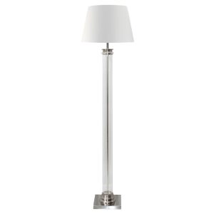 SKYLER ΦΩΤΙΣΤΙΚΟ ΕΠΙΔΑΠΕΔΙΟ 41x41x152cm ΑΛΟΥΜΙΝΙΟ ΑΣΗΜΙ ΓΥΑΛΙ ΛΕΥΚΟ