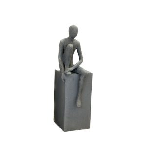 SITTING MAN ΔΙΑΚΟΣΜΗΤΙΚΗ ΦΙΓΟΥΡΑ 20x15x54cm ΤΕΧΝΗΤΗ ΠΕΤΡΑ ΓΚΡΙ