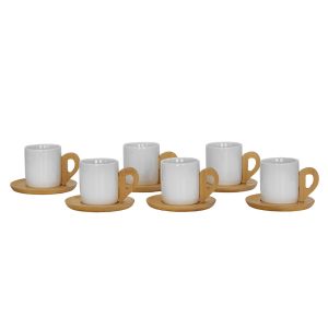 NORDIC ΚΟΥΠΑ ESPRESSO SET 6ΤΜΧ 29x21x7cm ΠΟΡΣΕΛΑΝΗ ΛΕΥΚΟ ΦΥΣΙΚΟ BAMBOO