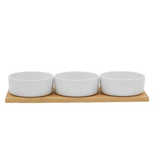 FLEURS ΜΠΩΛ SET 3ΤΜΧ 29x10x5cm ΠΟΡΣΕΛΑΝΗ ΛΕΥΚΟ ΦΥΣΙΚΟ BAMBOO