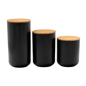 RIPPLE ΔΟΧΕΙΟ ΑΠΟΘΗΚΕΥΣΗΣ ΜΕ ΚΑΠΑΚΙ 10x10x15cm ΠΟΡΣΕΛΑΝΗ ΜΑΥΡΟ ΦΥΣΙΚΟ BAMBOO