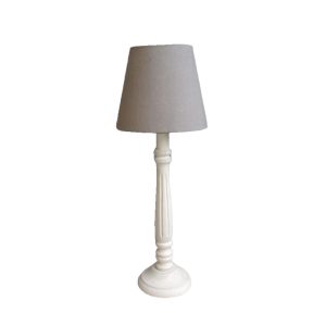ORIANNE ΦΩΤΙΣΤΙΚΟ ΕΠΙΤΡΑΠΕΖΙΟ 11x11x49cm ΞΥΛΟ ΛΕΥΚΟ ΑΝΤΙΚΕ ΥΦΑΣΜΑ ΓΚΡΙ