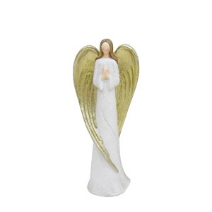 ANGEL FAITH ΧΡΙΣΤΟΥΓΕΝΝΙΑΤΙΚΟ ΔΙΑΚΟΣΜΗΤΙΚΟ ΑΓΓΕΛΟΣ 31x20x77cm POLYRESIN ΛΕΥΚΟ ΧΡΥΣΟ