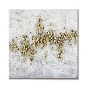 GOLD TRAIL ΠΙΝΑΚΑΣ ΔΙΑΚΟΣΜΗΣΗΣ 100x100x4cm OIL ACRYLIC ΛΕΥΚΟ ΓΚΡΙ ΧΡΥΣΟ ΚΑΜΒΑΣ