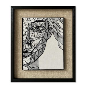 LINEAR GEOMETRY ΠΙΝΑΚΑΣ ΔΙΑΚΟΣΜΗΣΗΣ 60x70x4cm ΧΑΡΤΙ ΛΕΥΚΟ ΜΑΥΡΟ ΜΠΕΖ ΓΥΑΛΙ ΜΑΥΡΟ