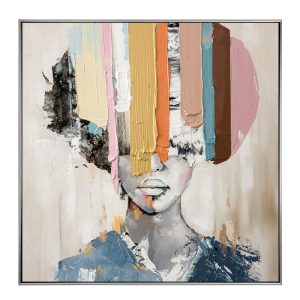 COLORFUL WOMAN ΠΙΝΑΚΑΣ ΔΙΑΚΟΣΜΗΣΗΣ 80x80x5cm ΚΑΜΒΑΣ ΠΟΛΥΧΡΩΜΟ ΞΥΛΟ ΑΣΗΜΙ