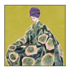 FLORAL LADY ΠΙΝΑΚΑΣ ΔΙΑΚΟΣΜΗΣΗΣ 80x80x5cm ΚΑΜΒΑΣ ΠΟΛΥΧΡΩΜΟ ΞΥΛΟ ΦΥΣΙΚΟ
