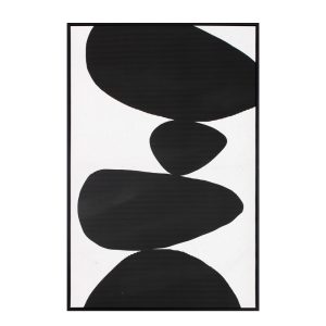 TREMBLING STONE ΠΙΝΑΚΑΣ ΔΙΑΚΟΣΜΗΣΗΣ 60x90x4cm ΚΑΜΒΑΣ ΛΕΥΚΟ ΜΑΥΡΟ ΞΥΛΟ ΜΑΥΡΟ