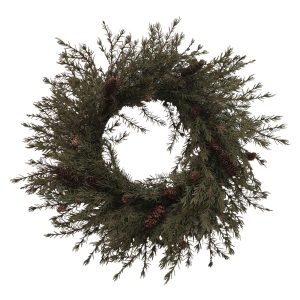 CEDAR 80 ΧΡΙΣΤΟΥΓΕΝΝΙΑΤΙΚΟ ΣΤΕΦΑΝΙ ΜΕ ΚΟΥΚΟΥΝΑΡΙΑ 80x80cm PVC ΠΡΑΣΙΝΟ ΚΟΥΚΟΥΝΑΡΙ