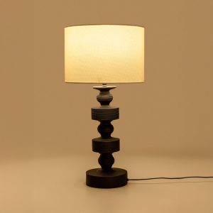 JASIEL ΦΩΤΙΣΤΙΚΟ ΕΠΙΤΡΑΠΕΖΙΟ 64cm POLYRESIN ΜΑΥΡΟ ΛΙΝΟ ΛΕΥΚΟ