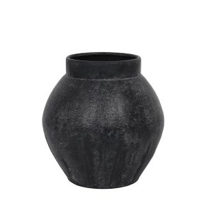 LAVA ΒΑΖΟ 30x30x30cm ΜΕΤΑΛΛΟ ΜΑΥΡΟ