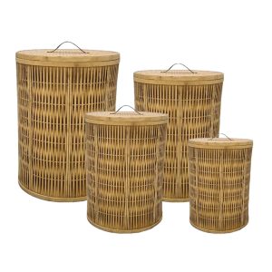 RIBBONS ΚΑΛΑΘΙ ΜΕ ΚΑΠΑΚΙ SET 4TMX 47x47x62cm ΞΥΛΟ ΕΛΑΤΟΥ ΦΥΣΙΚΟ ΔΕΡΜΑ