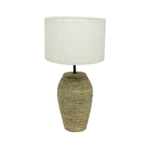 ROPE ΦΩΤΙΣΤΙΚΟ ΕΠΙΤΡΑΠΕΖΙΟ 30x30x59cm ΣΧΟΙΝΙ ΦΥΣΙΚΟ ΥΦΑΣΜΑ ΜΠΕΖ
