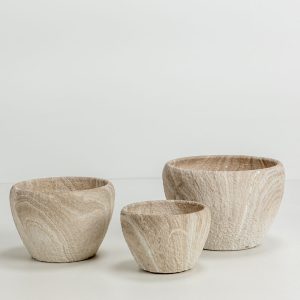 PUMOR ΓΛΑΣΤΡΑ ΣΕΤ 3ΤΜΧ 27x27x18cm ΚΕΡΑΜΙΚΟ ΜΠΕΖ ΛΕΥΚΟ